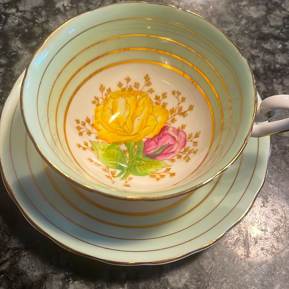 Victoria C &‎ E Bone China England Hand Painted Tea Cup & Saucer